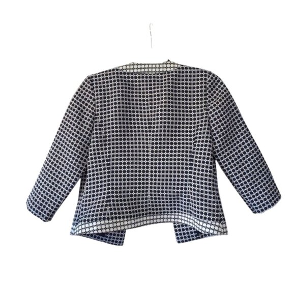 Laundry By Shelli Segal Preppy Old Money Open Front Jacquard Geometric Blazer 2 - Picture 3 of 8